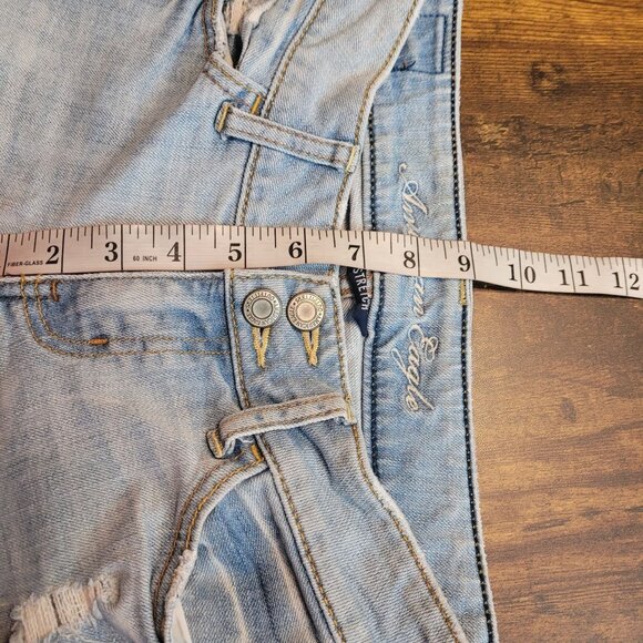 American Eagle Jeans 2 L Artist Flare Low Rise Light Wash Stretch Boho Western - Picture 8 of 11